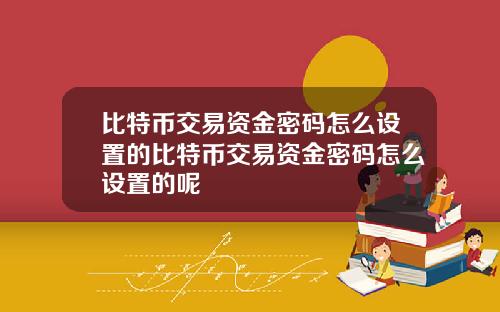 比特币交易资金密码怎么设置的比特币交易资金密码怎么设置的呢
