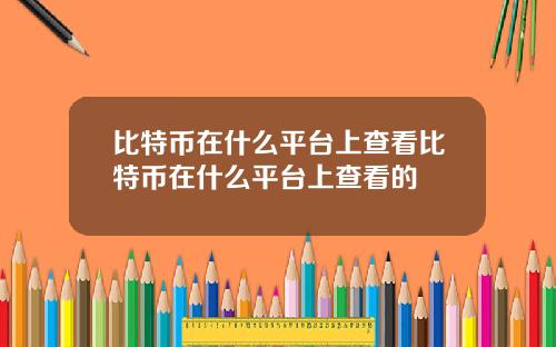 比特币在什么平台上查看比特币在什么平台上查看的