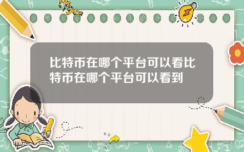 比特币在哪个平台可以看比特币在哪个平台可以看到