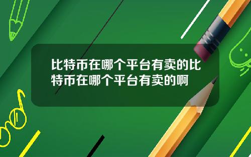 比特币在哪个平台有卖的比特币在哪个平台有卖的啊