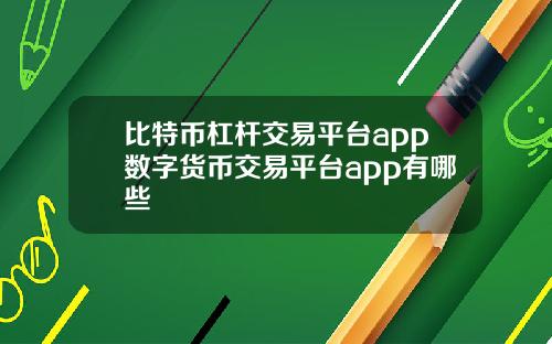 比特币杠杆交易平台app数字货币交易平台app有哪些