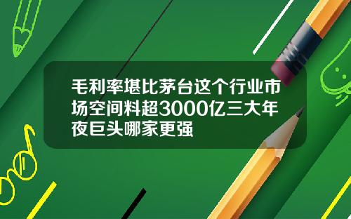 毛利率堪比茅台这个行业市场空间料超3000亿三大年夜巨头哪家更强