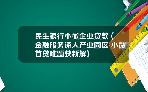 民生银行小微企业贷款 (金融服务深入产业园区 小微首贷难题获新解)