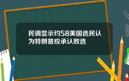 民调显示约58美国选民认为特朗普应承认败选
