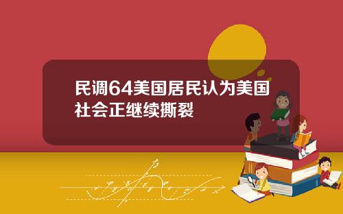 民调64美国居民认为美国社会正继续撕裂