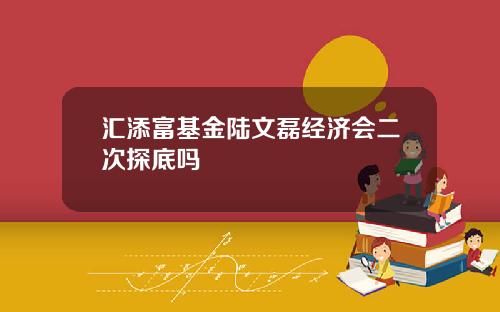 汇添富基金陆文磊经济会二次探底吗