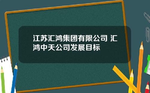 江苏汇鸿集团有限公司 汇鸿中天公司发展目标