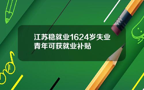 江苏稳就业1624岁失业青年可获就业补贴
