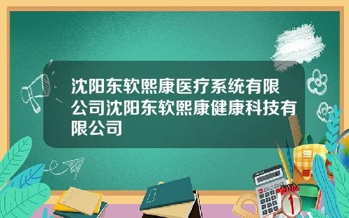 沈阳东软熙康医疗系统有限公司沈阳东软熙康健康科技有限公司