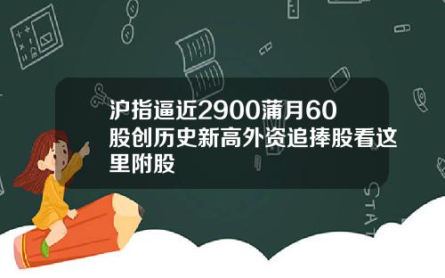 沪指逼近2900蒲月60股创历史新高外资追捧股看这里附股