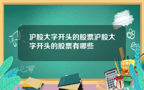 沪股大字开头的股票沪股大字开头的股票有哪些