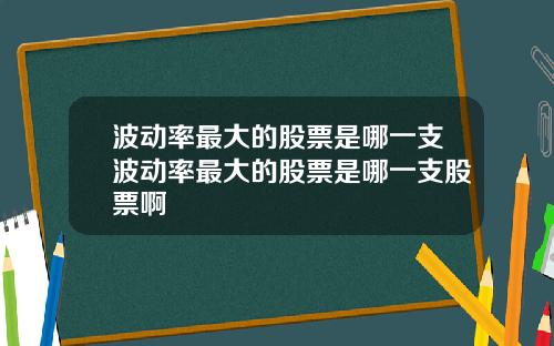 波动率最大的股票是哪一支波动率最大的股票是哪一支股票啊