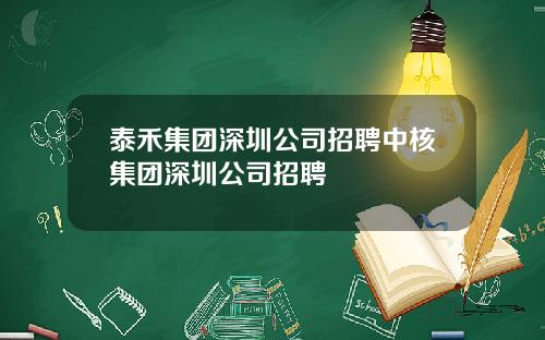 泰禾集团深圳公司招聘中核集团深圳公司招聘