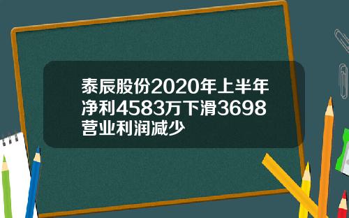 泰辰股份2020年上半年净利4583万下滑3698营业利润减少