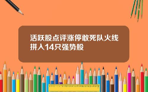 活跃股点评涨停敢死队火线拼入14只强势股