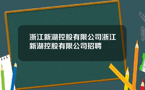 浙江新湖控股有限公司浙江新湖控股有限公司招聘
