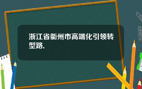 浙江省衢州市高端化引领转型路.