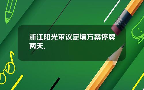 浙江阳光审议定增方案停牌两天.