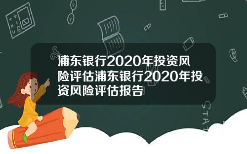 浦东银行2020年投资风险评估浦东银行2020年投资风险评估报告