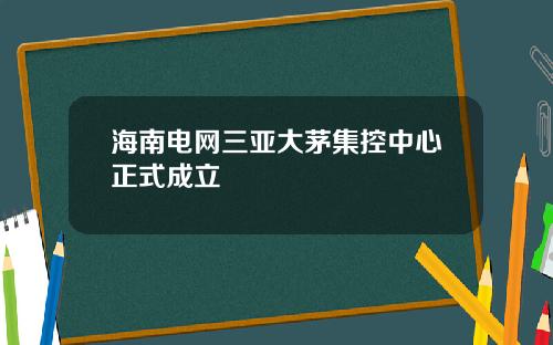 海南电网三亚大茅集控中心正式成立