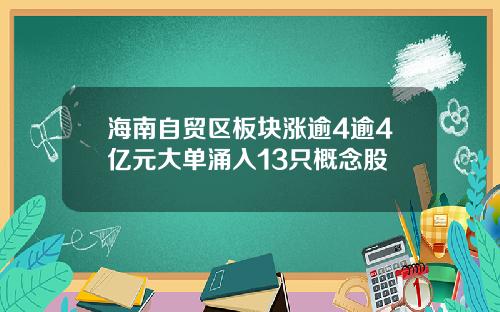 海南自贸区板块涨逾4逾4亿元大单涌入13只概念股