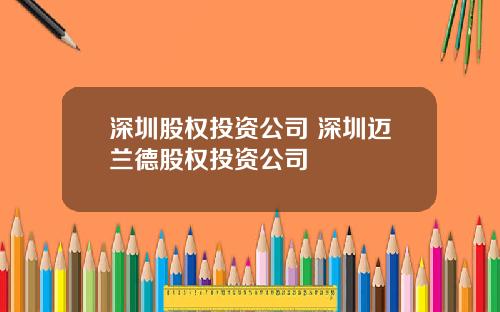 深圳股权投资公司 深圳迈兰德股权投资公司