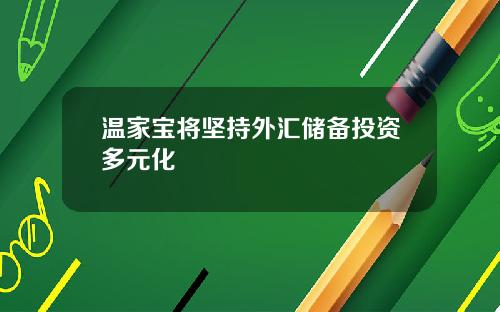 温家宝将坚持外汇储备投资多元化