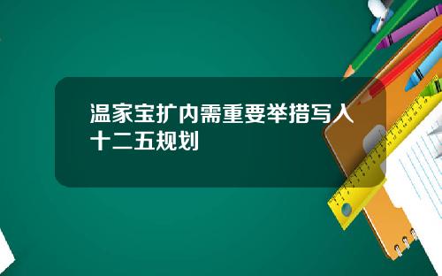 温家宝扩内需重要举措写入十二五规划