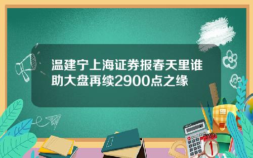 温建宁上海证券报春天里谁助大盘再续2900点之缘