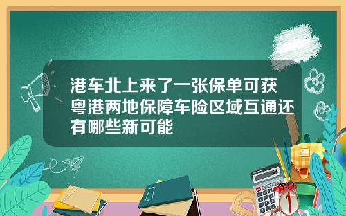 港车北上来了一张保单可获粤港两地保障车险区域互通还有哪些新可能