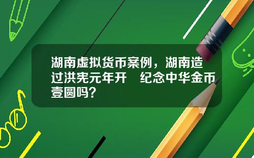 湖南虚拟货币案例，湖南造过洪宪元年开國纪念中华金币壹圆吗？