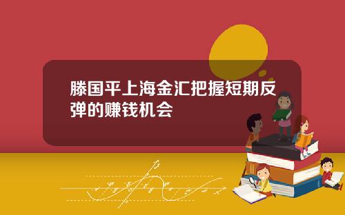 滕国平上海金汇把握短期反弹的赚钱机会
