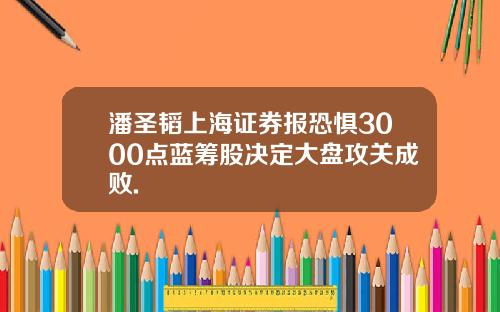 潘圣韬上海证券报恐惧3000点蓝筹股决定大盘攻关成败.