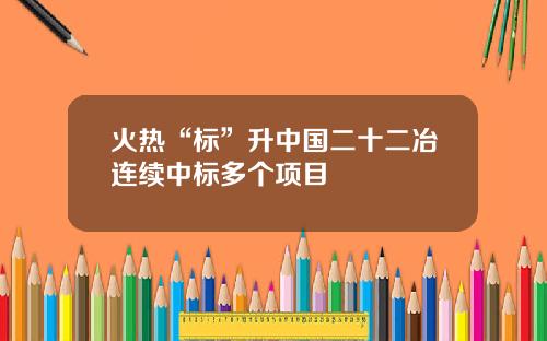 火热“标”升中国二十二冶连续中标多个项目