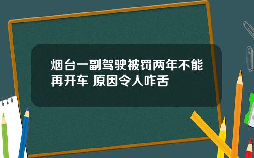 烟台一副驾驶被罚两年不能再开车 原因令人咋舌