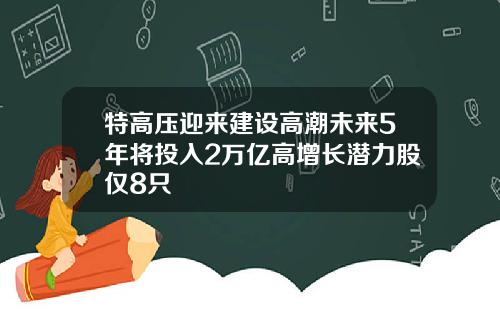 特高压迎来建设高潮未来5年将投入2万亿高增长潜力股仅8只