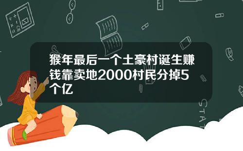 猴年最后一个土豪村诞生赚钱靠卖地2000村民分掉5个亿