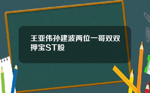 王亚伟孙建波两位一哥双双押宝ST股