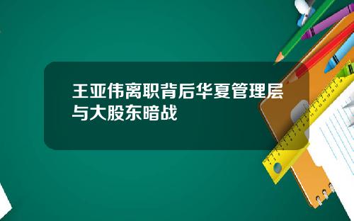 王亚伟离职背后华夏管理层与大股东暗战