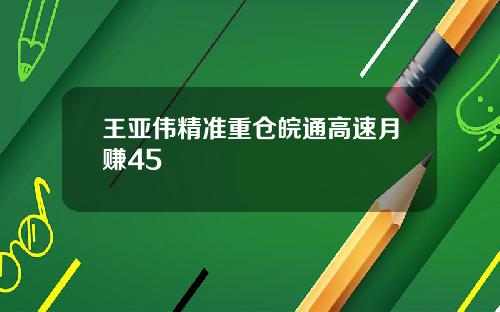王亚伟精准重仓皖通高速月赚45