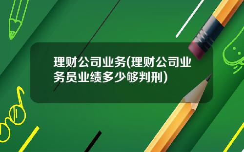 理财公司业务(理财公司业务员业绩多少够判刑)