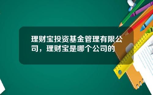 理财宝投资基金管理有限公司，理财宝是哪个公司的
