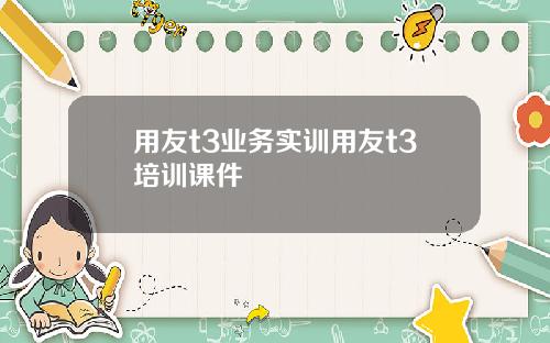 用友t3业务实训用友t3培训课件