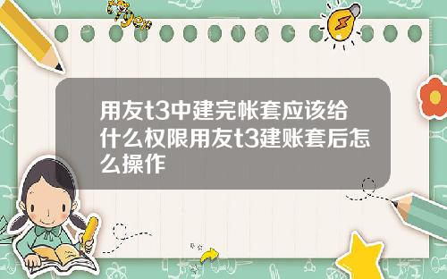 用友t3中建完帐套应该给什么权限用友t3建账套后怎么操作
