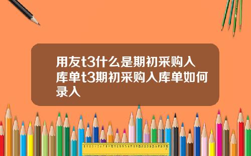 用友t3什么是期初采购入库单t3期初采购入库单如何录入