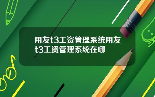用友t3工资管理系统用友t3工资管理系统在哪