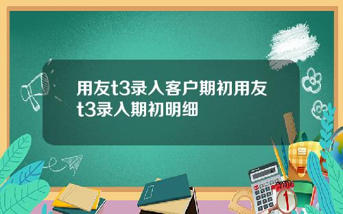用友t3录入客户期初用友t3录入期初明细