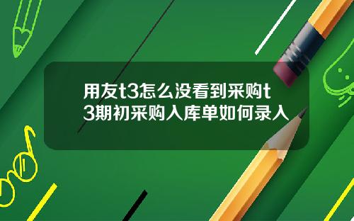 用友t3怎么没看到采购t3期初采购入库单如何录入