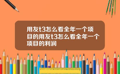 用友t3怎么看全年一个项目的用友t3怎么看全年一个项目的利润