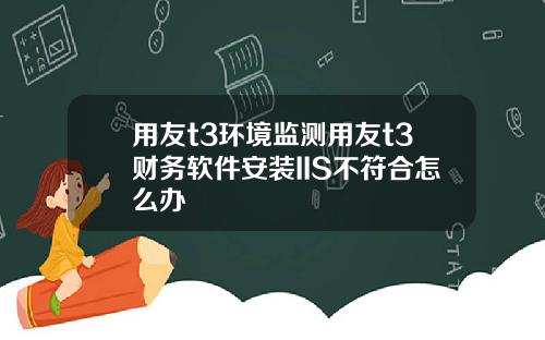 用友t3环境监测用友t3财务软件安装IIS不符合怎么办